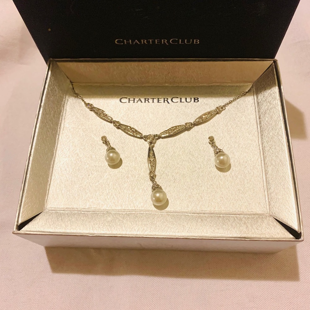 Charter Club Necklace & Earrings Set